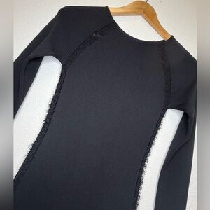 Zara Black Bodycon Midi Dress Sheer Side Panel Size S